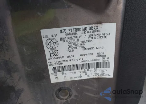 2014 Ford F-150 Xlt z USA, uszkodzony, nr VIN 1FTEX1EM7EFC79311